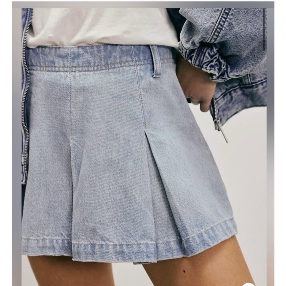 NWT Free People We The Free Madison Ave Denim Mini Skirt In Wild Child MSRP $78